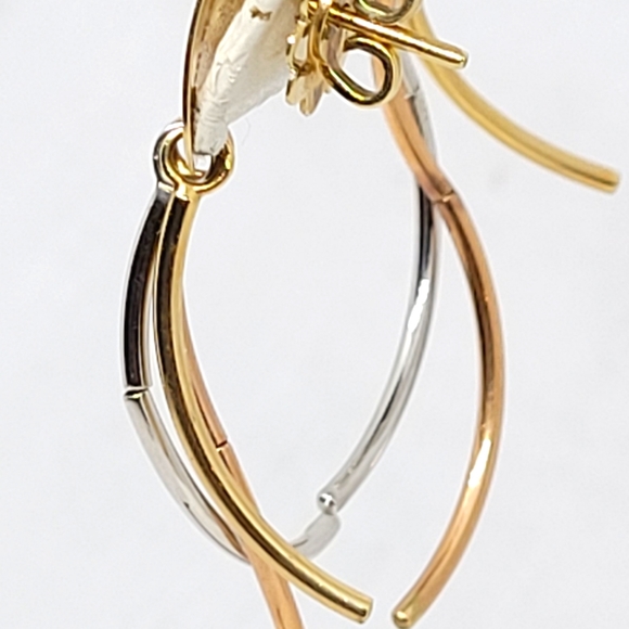 Tricolor 14k gold earrings - Picture 3 of 5